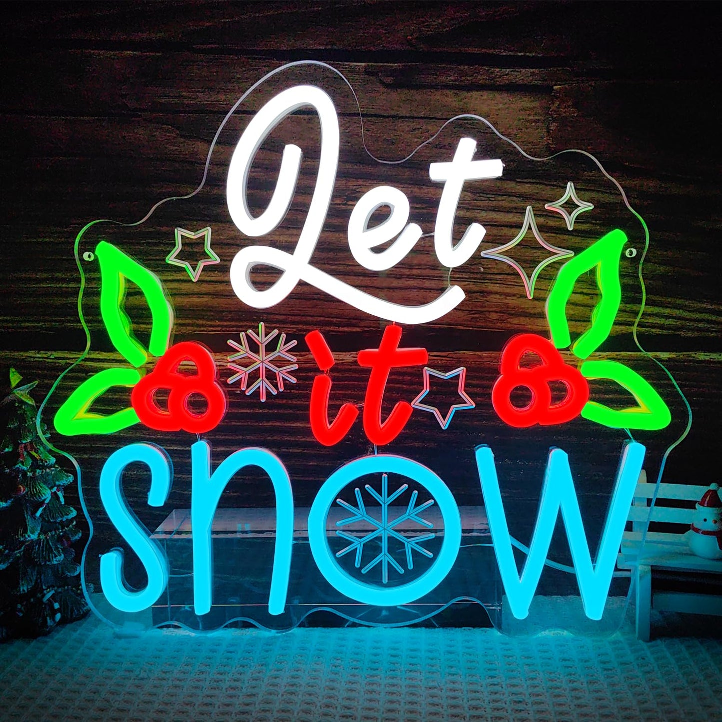 Let It Snow Neon Sign Christmas Neon Sign Dimmable for Wall Decor Led Sign christmas Neon Window Lights Up Sign for Party Bedroom Kids Gift Living Room Winter Home