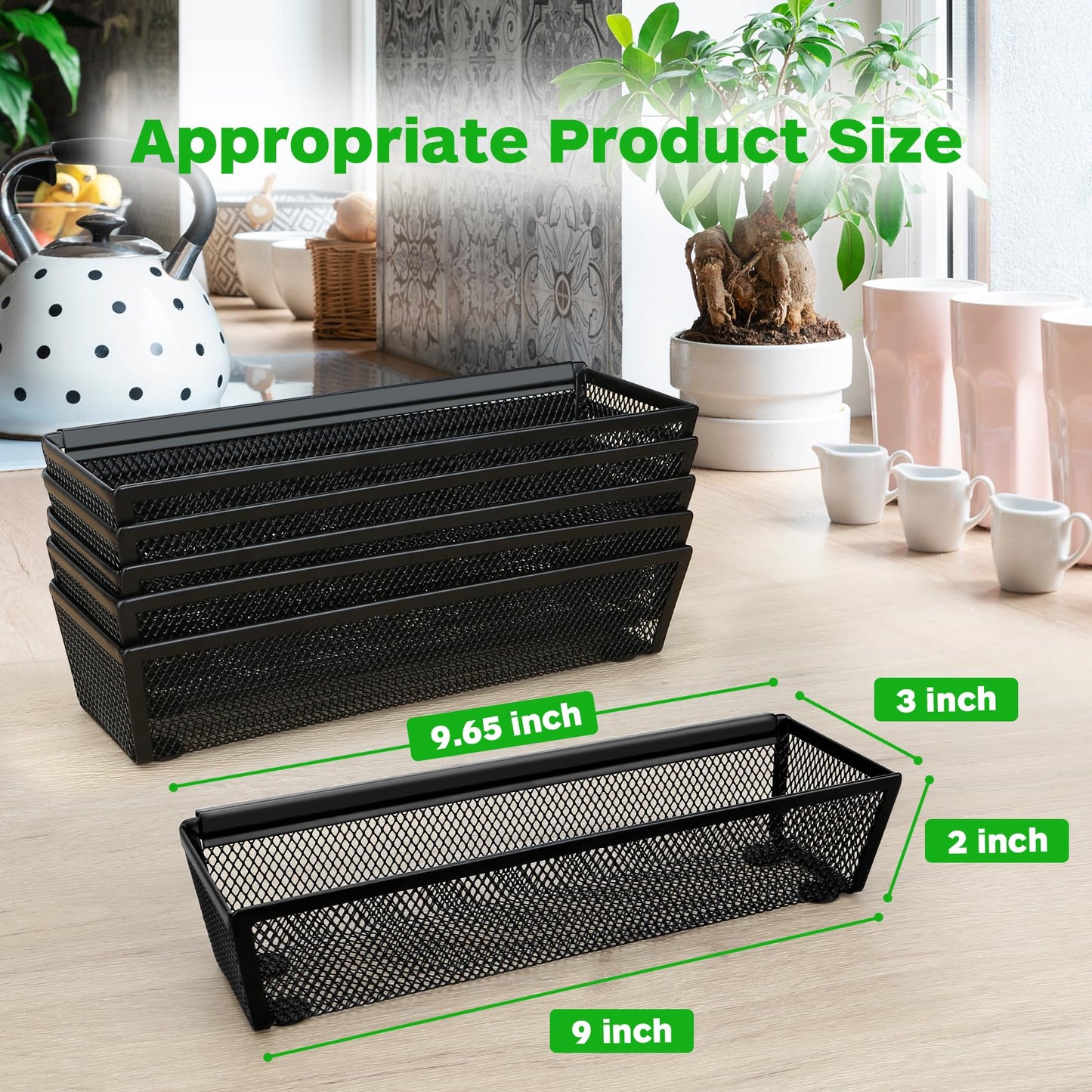 Smgmg Silverware Drawer Organizer, Silverware Organizer for Drawer, 6 Pack Utensil Organizer for Kitchen Drawers, Kitchen Drawer Organizer for Large Utensils with Interlocking Arm (9.6 * 3 * 2 inch)