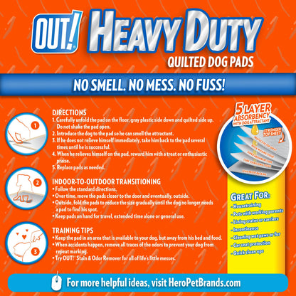 OUT! Petcare Puppy Pads XXL, Heavy Duty, Leak Proof Pee Pads for Dogs, Potty Training & Housebreaking, Puppy Essentials (26"x30", 30 Count)