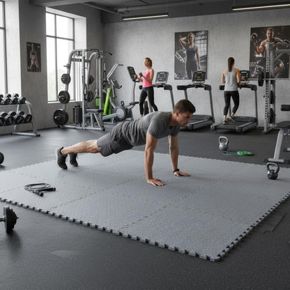 BalanceFrom Puzzle Exercise Mat 3/4" Thick, EVA Interlocking Foam Floor Tiles for Home Gym, Mat for Home Workout Equipment, Floor Padding for Kids, Gray, 24 in x 24 in x 3/4 in, 96 Sq Ft - 24 Tiles