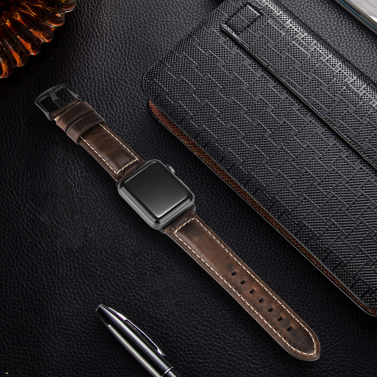 HUAFIY Leather Band Compatible for apple Watch Bands 42mm 44mm 45mm46mm49mm 38mm 40mm 41mm,Genuine Leather Watch Wristband for iWatch Ultra 3 2 1,Series 11/10/9/8/7/6/5/4/3/2/1