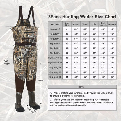 8 Fans Breathable Hunting Waders,1000G Insulation Boots with Removable Insulated Liner for Duck Hunting (Next Camo, 8-14) (Stout-10)