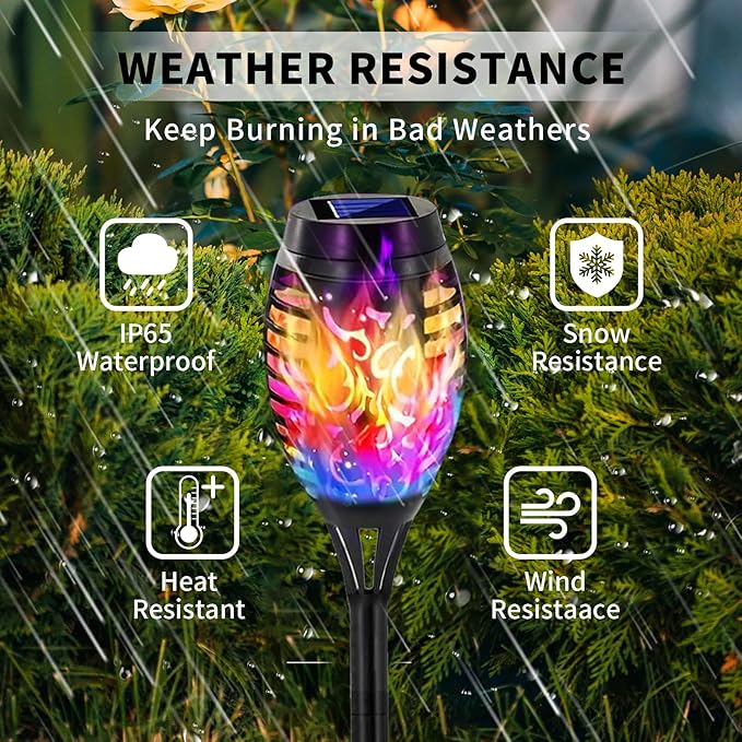 Swingers Solar Lights Outdoor,Halloween Solar Torch Lights with Flickering Flame,Waterproof Outdoor Garden Lights for Outside Patio Pathway Yard Decorations(12, Multicolor)
