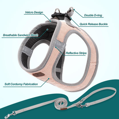 Xipdoger Dog Harness with Multifunction Dog Leash,No Pull Reflective Step-in Harness for Soft Adjustable No Choke Escape Proof,Easy Walk Dog Harness for Puppy,Small Dogs (Pink, XXS)