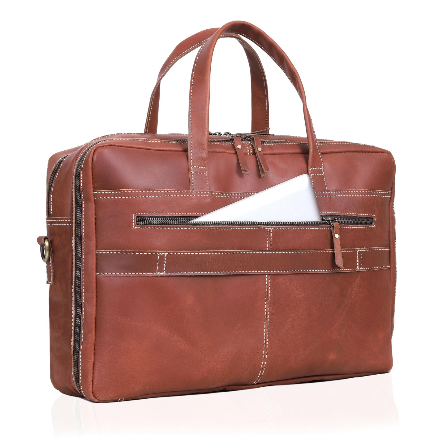 18 Inch Full Grain italian Leather Briefcase for Men, Top Choice Gifts, Handcrafted Laptop Bag (TAN) (18 inch)