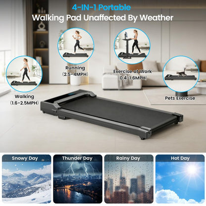 Walking Pad Treadmill for Home - Under Desk Walk Pads with Remote Control Mini Running Portable Electric Machine Adjustable Slim Compact with 0.6-4.0MPH Max up 220 Lbs Modes for Small Spaces Office