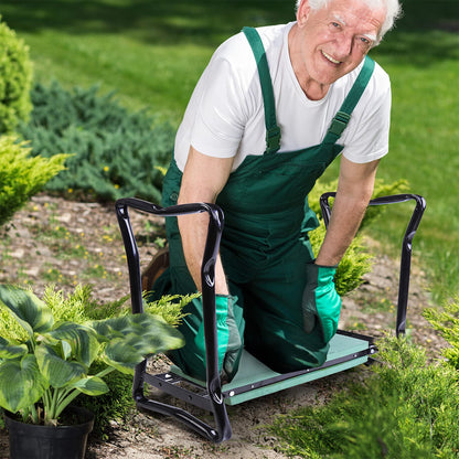 Outsunny Padded Garden Kneeler and Seat Bench, Padded Foldable Garden Stool, Green
