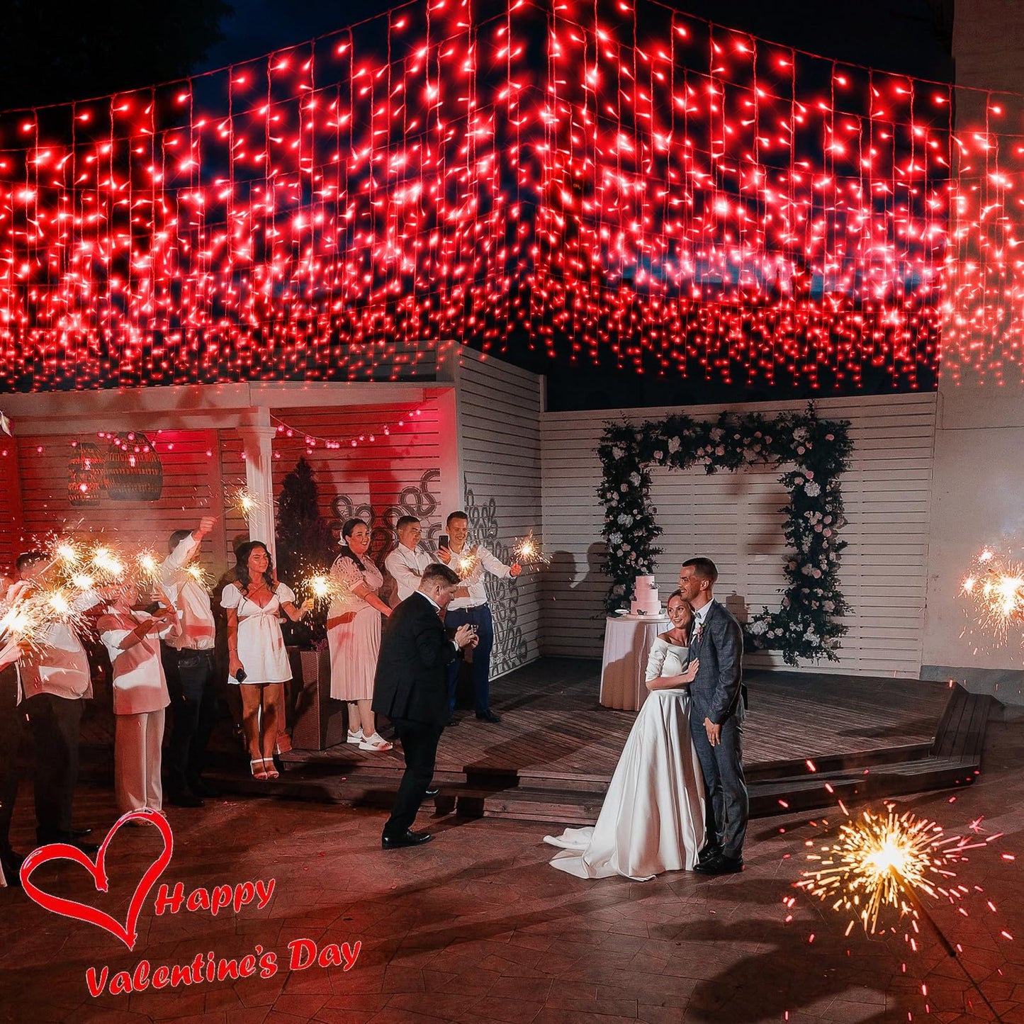 66ft Red Icicle Lights Indoor for Bedroom, 640 LED String Lights for Outside Clear Wire Connectable Twinkle Light with 8 Modes Timer Waterproof for Window Party Wedding Decorations