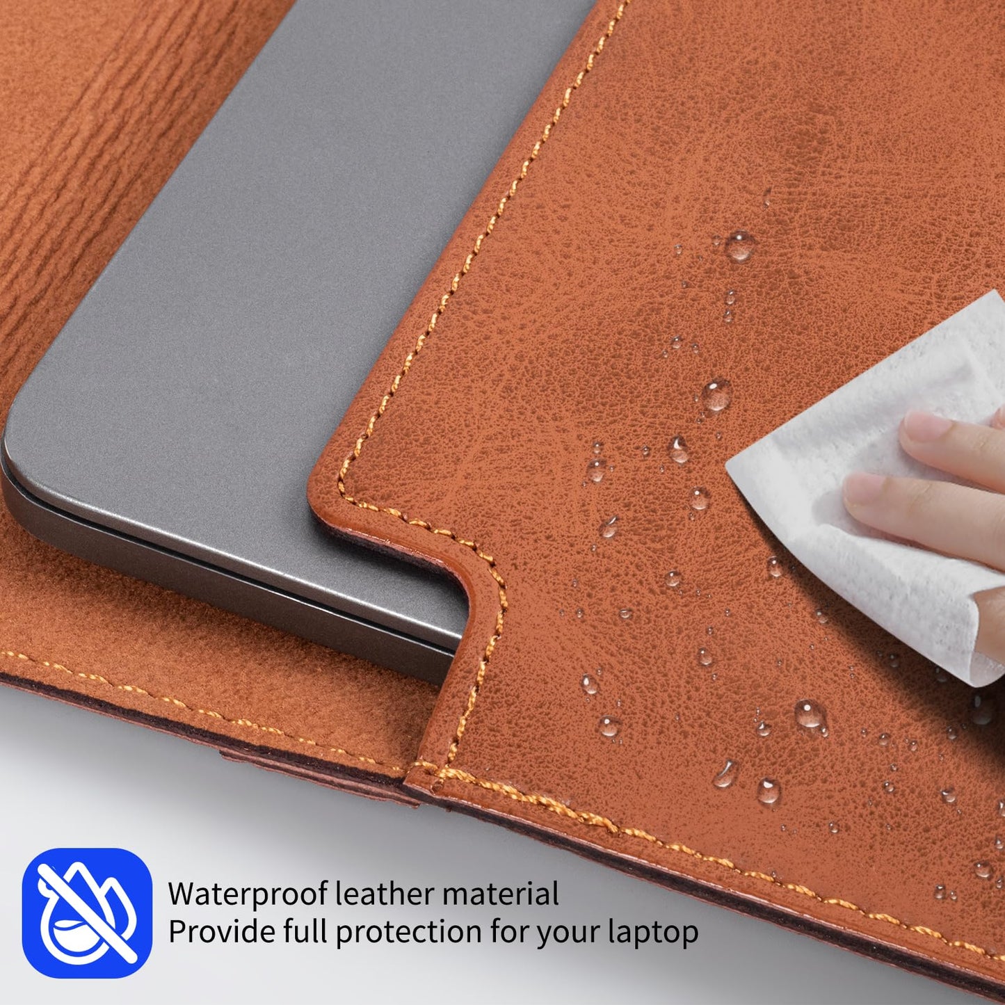 CPNVWA 13 Inch Leather Laptop Sleeve Compatible with MacBook Neo 13" 2026 & MacBook Air/Pro 13" (M5/M4/M3/M2/M1, 2025-2018), Magnetic Buckle Closure Protective Case Cover,Brown