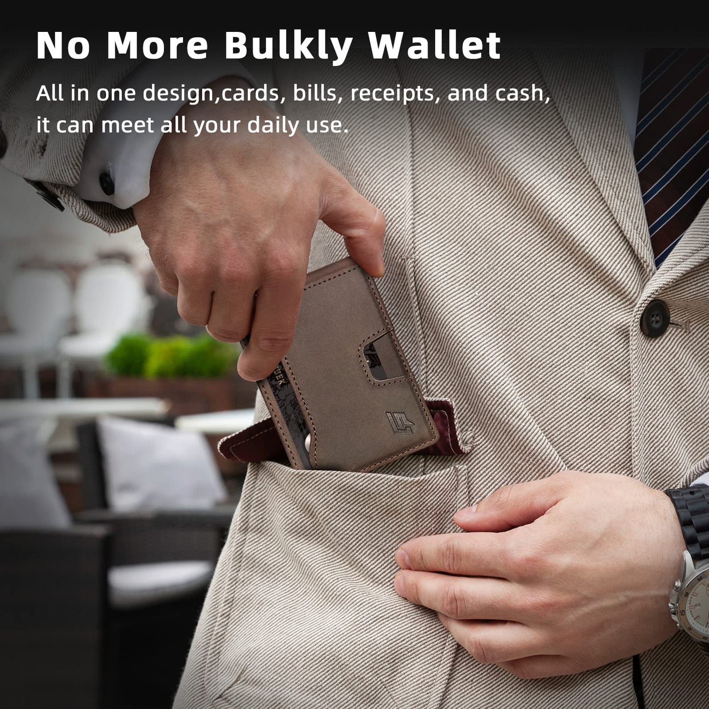 ECOZATU Slim Minimalist Wallet for Men- Money Clip Wallet | Bifold Men Wallets | RFID Blocking Wallet | Genuine Leather Wallets for Men | 12 Card Holder Mens Wallet | Mens Front Pocket wallet