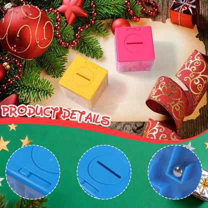 4 Pcs Money Box for Cash Gift Stocking Stuffers Plastic Cash Money Maze Puzzle Box for Adults Christmas Birthday Party Favors (Color)