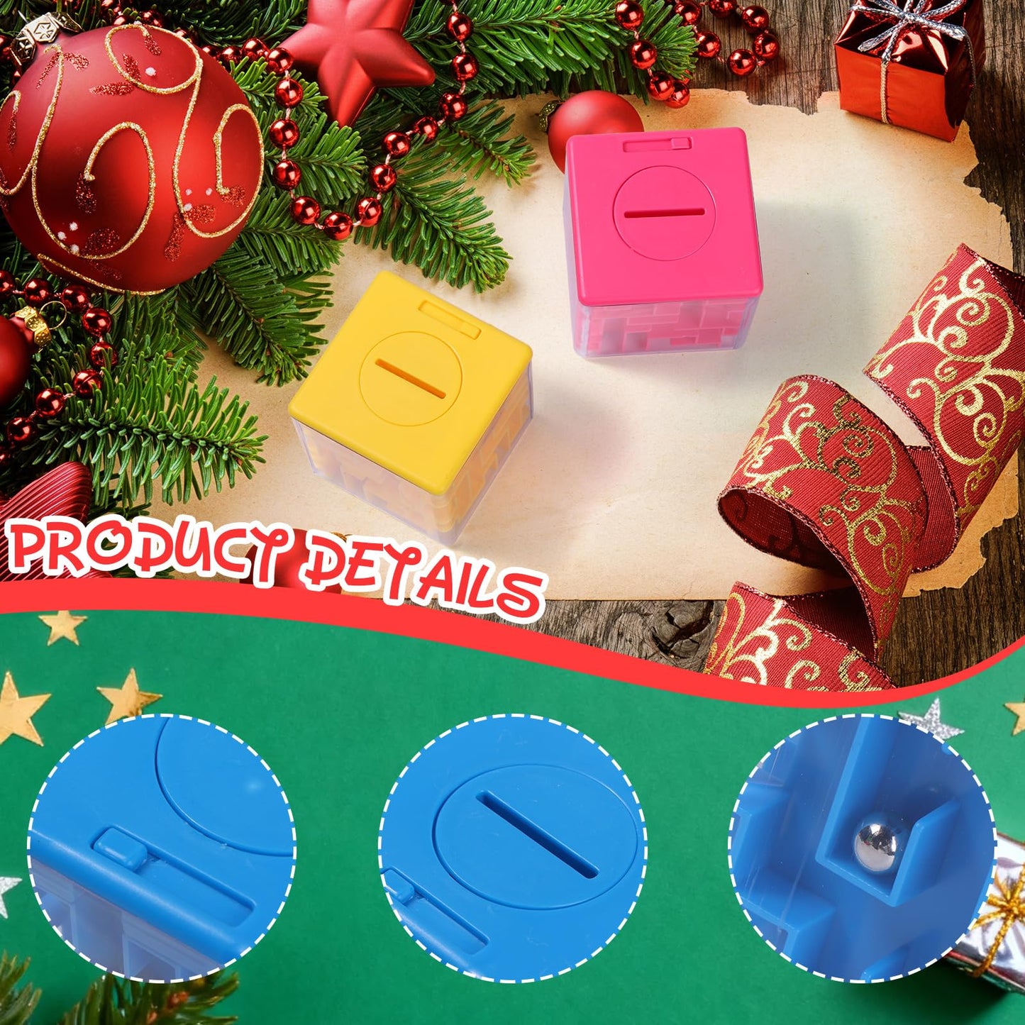 4 Pcs Money Box for Cash Gift Stocking Stuffers Plastic Cash Money Maze Puzzle Box for Adults Christmas Birthday Party Favors (Blue)