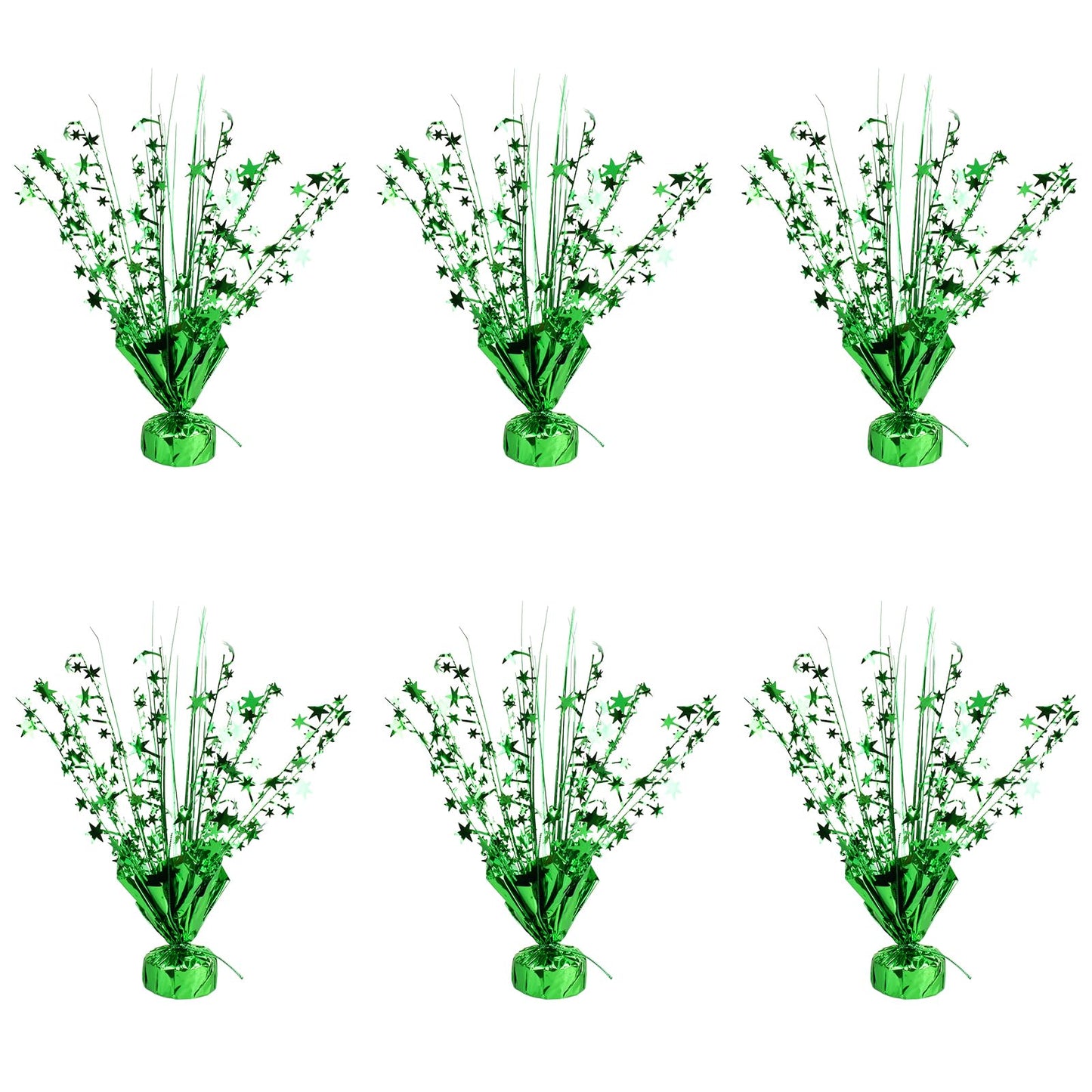 6 Pack Metallic Foil Spray Centerpiece Star Table Decoration Burst Table Centerpieces for Birthday Wedding Anniversary Graduation Holiday Party Supplies Decor (Green)