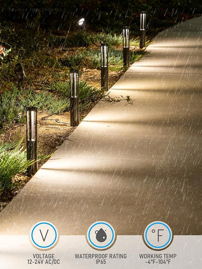 LEONLITE 12-Pack Low Voltage Path Lights, 3W LED Landscape Pathway Lights, Outdoor Landscape Lighting for Driveway, Garden, Aluminum, 12-24V AC/DC, ETL Listed, IP65 Waterproof, 3000K Warm White, Black
