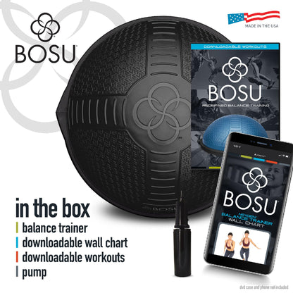 BOSU Nexgen Balance Trainer, Half-Ball Training Equipment, 65 cm Diameter, 300 lb Capacity - Burst-Resistant Stability Exercise Tool w/ Non-Slip Base, Includes Hand Pump, Commercial-Grade