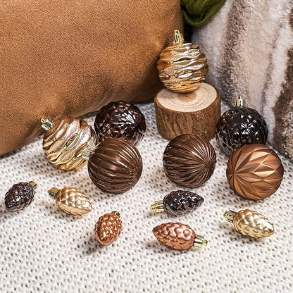 JORNOY Brown Christmas Tree Ornaments - 2.36inch/60mm Shatterproof Ornaments for Christmas Tree Set, Plastic Decorative Hanging Balls Ornaments for Xmas Tree Decorations, 40ct (Brown)