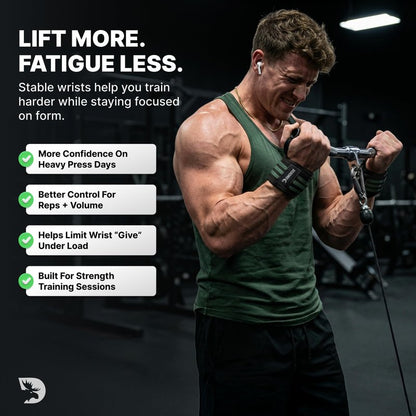 DMoose Fitness Wrist Wraps (IPL Approved) Avoid Injury & Maximize Grip with Thumb Loop, 18" or 12" Gym Wrist Wraps Pair, Wrist Wraps for Weightlifting Men, Wrist Brace for Working Out & Wrist Support