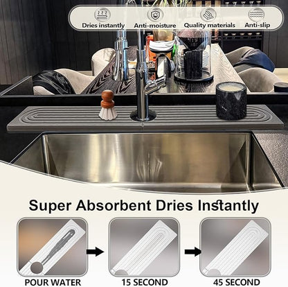 Faucet Mat For Kitchen Sink, Sink Stone Quick Dry Around Faucet, Super Absorbent
