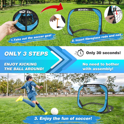 BOHEN Pop Up Soccer Goals for Kids-Foldable Portable Soccer Net for Outdoor Indoor Backyard Beach