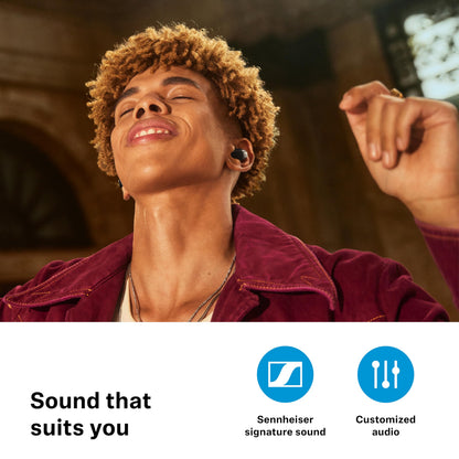 Sennheiser ACCENTUM True Wireless Earbuds - Crystal-Clear Sound with Hybrid ANC, Ergonomic Design, 28-Hour Battery Life, Touch Interface, Black
