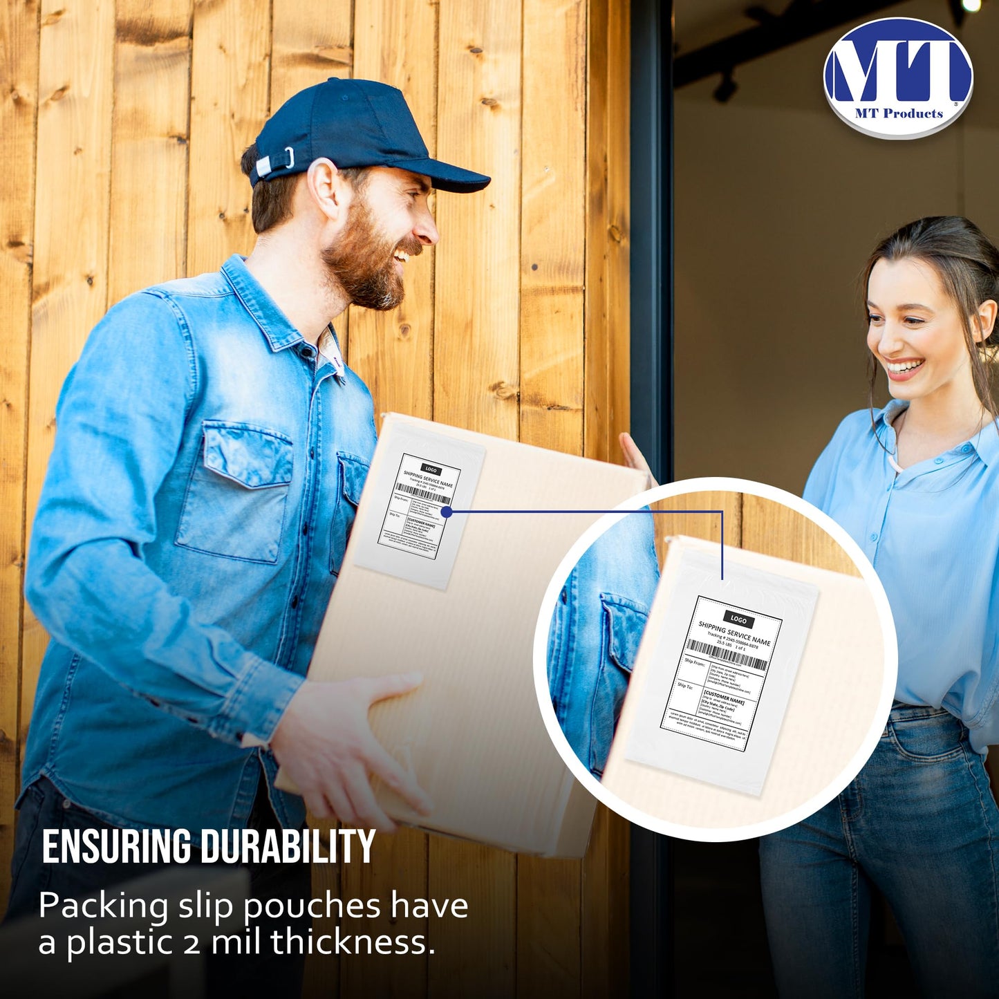 MT Products Blank Envelope Shipping Label Sleeves - 6.5" x 10" Packing Slip Pouches for Shipment/Return - Pack of 100