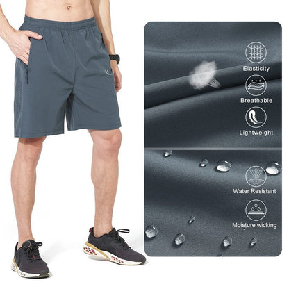 NORTHYARD Men's Athletic Running Shorts Gym Workout 7"/9"/5" Quick Dry Lightweight Sports Basketball Tennis 3 Zipper Pockets COOLGREY 4XL