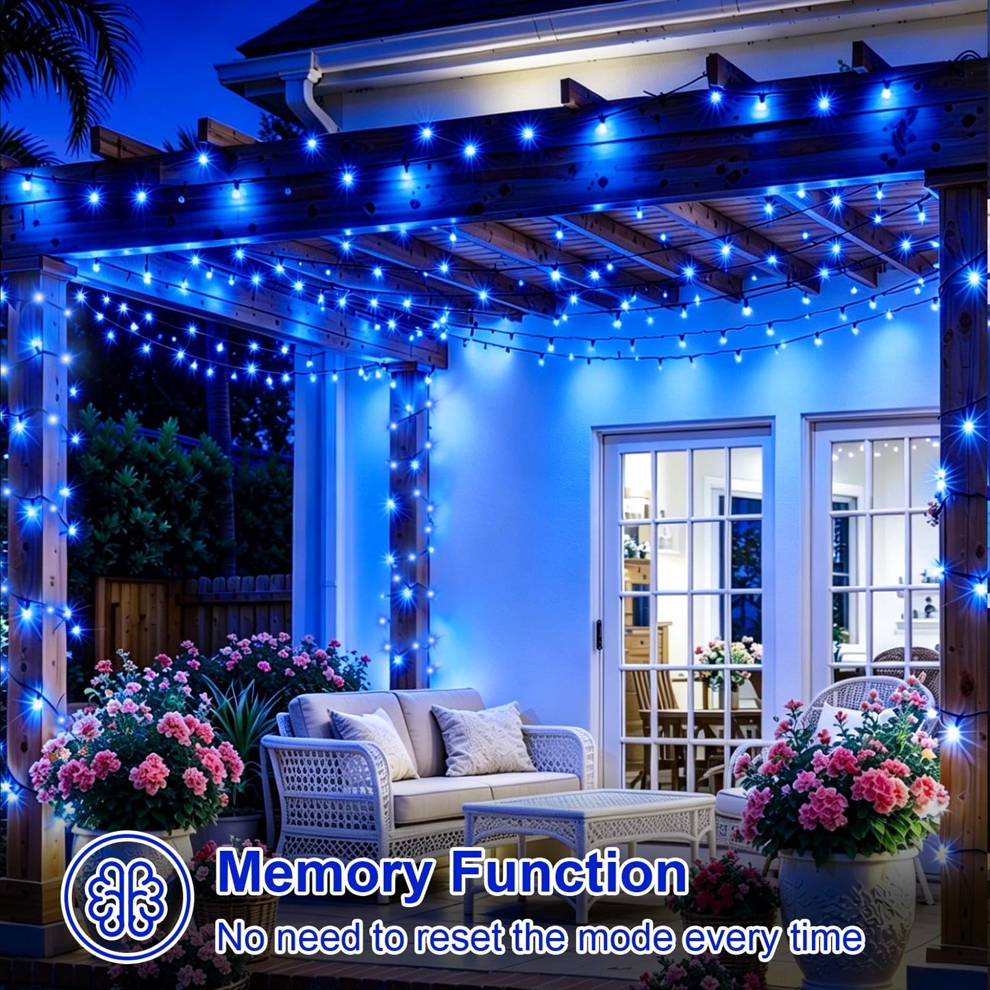 QITONG 500LED Blue String Lights, 165ft Christmas Lights Outdoor Waterproof with Plug in, Green Wire Twinkle Tree Lights Indoor with 8 Modes
