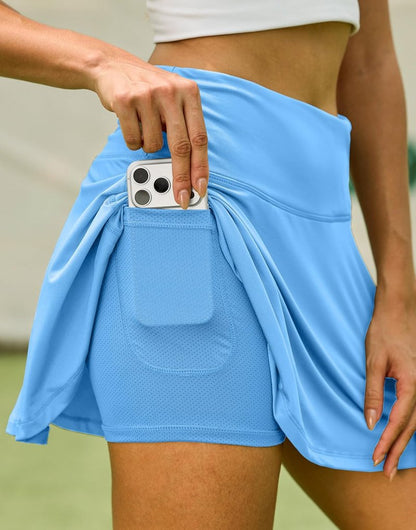 SANTINY Pleated Tennis Skirt for Women - High Waisted Athletic Golf Skorts with 4 Pockets | Perfect for Running & Casual Wear