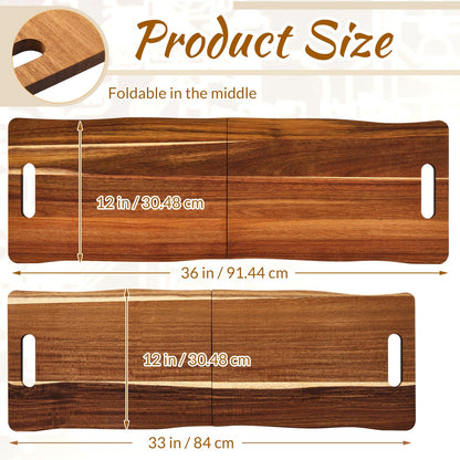 FoldTier Large Acacia Charcuterie Board with Handles 36 x 12 Inch Christmas Extra Large Wood Foldable Serving Tray Rectangular Appetizers Cheese Food Meat Board for New Home Party Housewarming Gifts