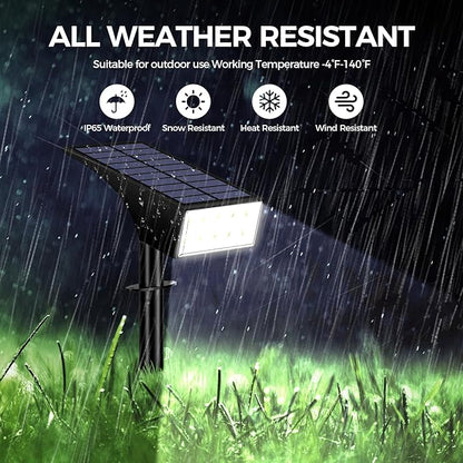 Solar Lights Outdoor Waterproof, Solar Spot Lights- 2 Pack/4 Mode LED Spotlights 2-in-1 Auto On/Off Powered Landscape Lighting for Outside Yard Wall Garden Path Driveway, Cool White