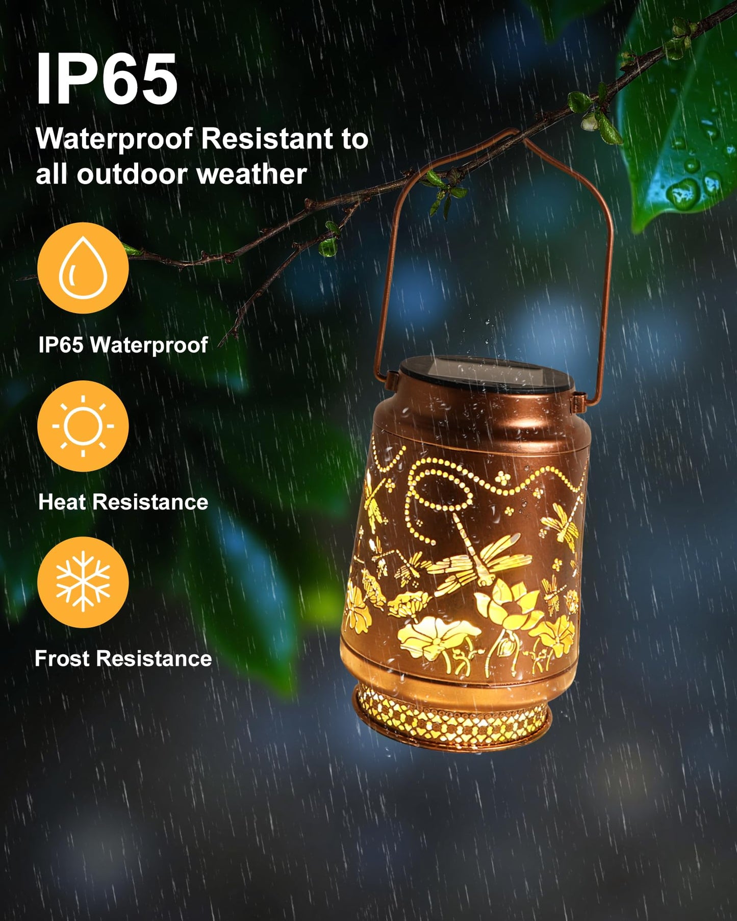2 Pack Dragonfly Solar Lanterns Outdoor Waterproof, Garden Decor Birthday Gifts for Women Mom Grandma Sister, Metal Hanging Solar Lights Outside Decorative for Backyard Patio Lawn Pathway Landscape