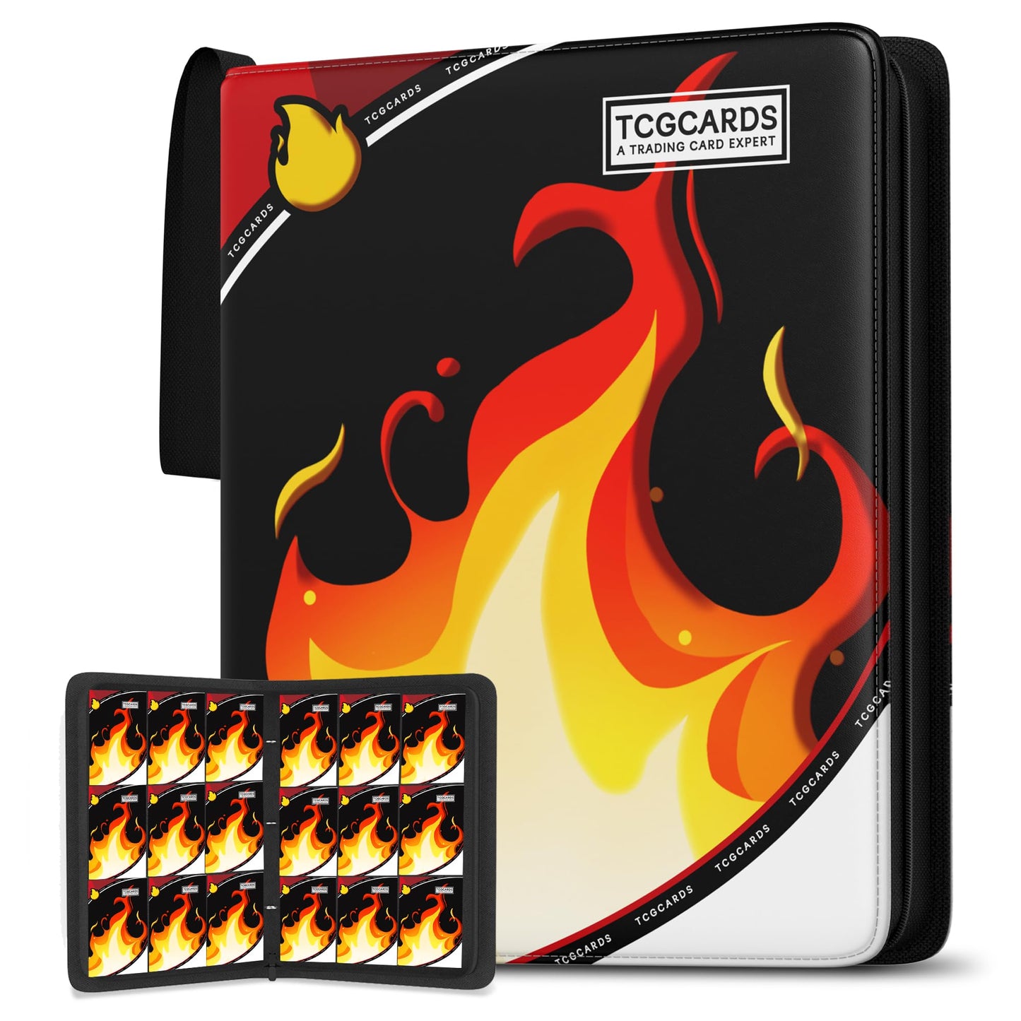 Trading Card Binder 9 Pocket, Binders for Cards 900 Pockets Holder Book with 50 Removable Sleeves, 3 Ring Zipper Card Album Bunder for TCG MTG Sports Cards, Standard Size Collectible