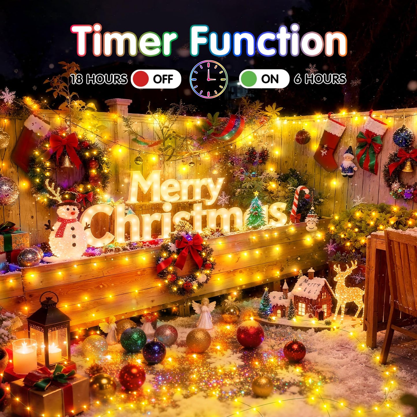 KNONEW 203FT Outdoor Christmas Fairy Lights Plug in,600 LED String Lights Outdoor Waterproof 8 Modes Memory Times for Wedding Bedroom Walls Garden Trees Decoration(Warm White)