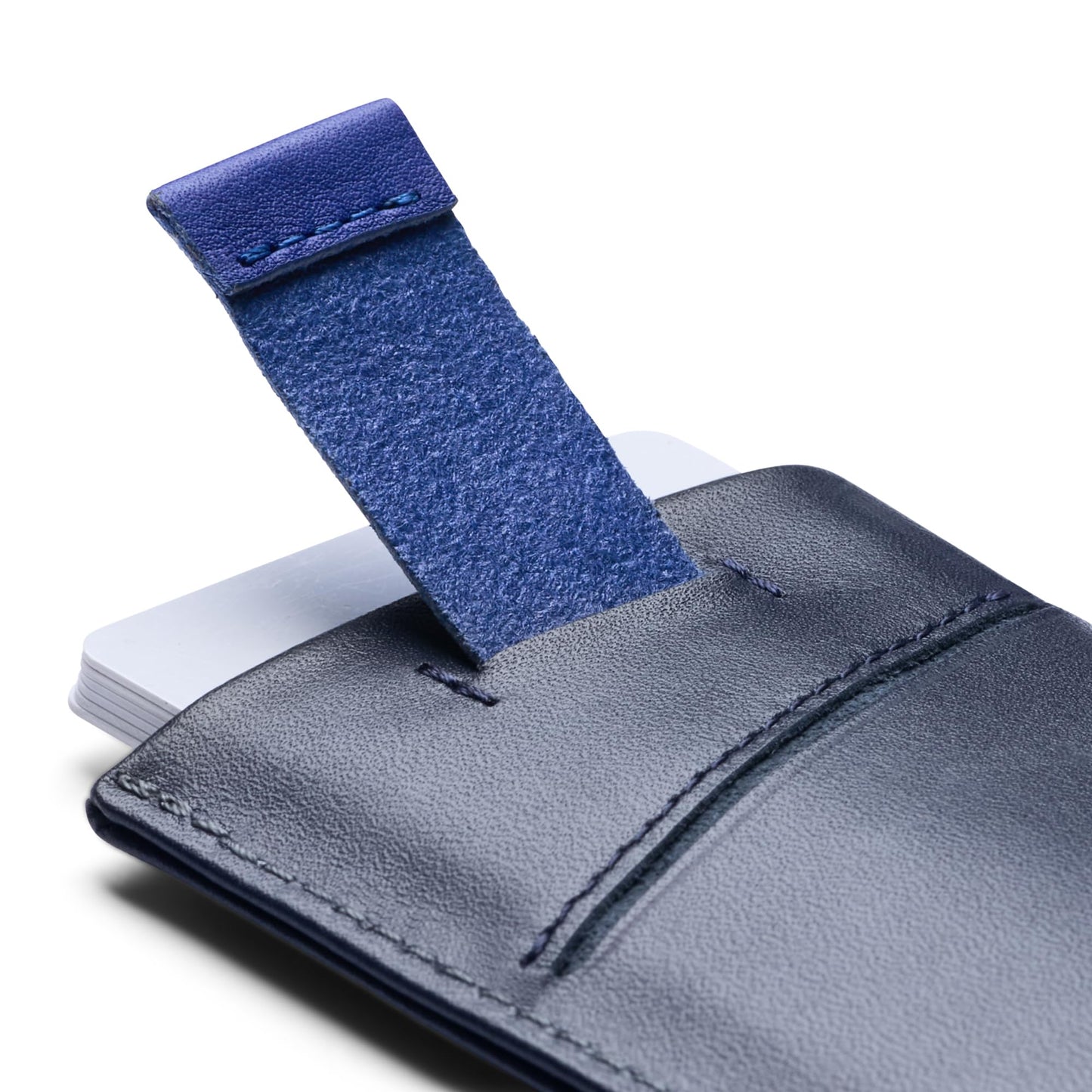 Bellroy Card Sleeve (Premium Leather Card Holder or Minimalist Wallet, Holds 2-8 Cards or Business Cards, Folded Note Storage) - Navy