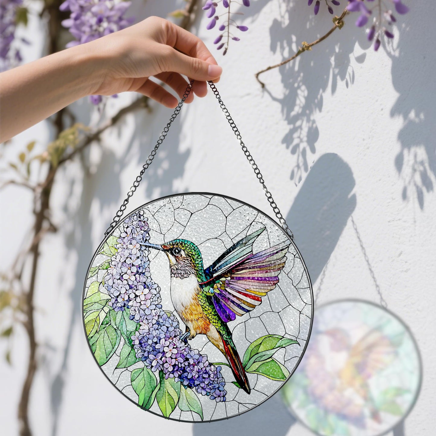 Stained Glass Window Hanging, 8 Inch Hummingbird Sun Catchers, Stained Glass Suncatcher, Window Decor, Gifts for Mothers Day, Birthday, Christmas, Hummingbird Gifts, Gift for Women Mom and Grandma
