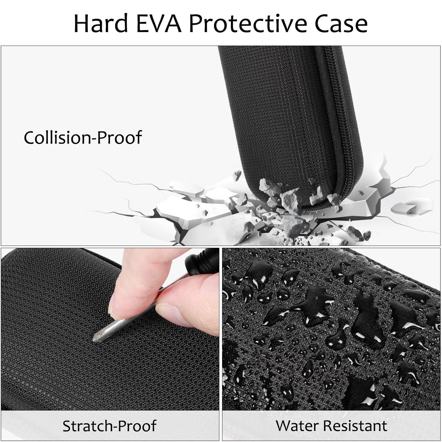 WOMACO Hard Glasses Case, Hard-Shell Double Eyeglasses Case for 2 Storage Scratchproof Dual Sunglasses Box for Women Men (Black, One Size)