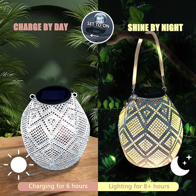 Solar Light, Outdoor Lanterns for Patio Waterproof , Geometric Outdoor Solar Lanterns for Porch, Yard, Deck, Lawn, Backyard, Patio, Tabletop, Pathway