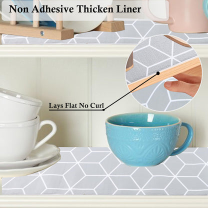 Shelf Cabinet Liner 11 Inch Wide X 20 Ft Non Adhesive Kitchen Drawer Liners Non Slip Water Oil-Proof Strong Grip Pantry Shelves Mat for Bathroom Cupboard Closet Refrigerator