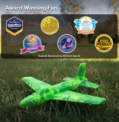 Foam Airplane - Best Outdoor Toys for Kids 3 4 5 6 7 8 9 + Year Old Boys - Best Toy Stuffers Gift & Boy Toddler Toys & Airplane Gift Idea - Gifts for Boys Toys Age 4-6 & Summer Party Favors