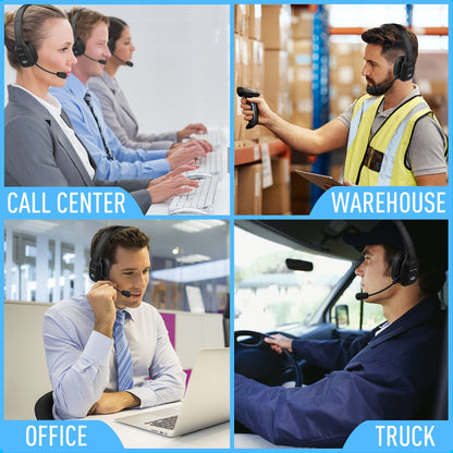 VELKPRO Wireless Headset with Microphone - Single-Ear Noise-Isolating Headphone for Call Centers and Home Office