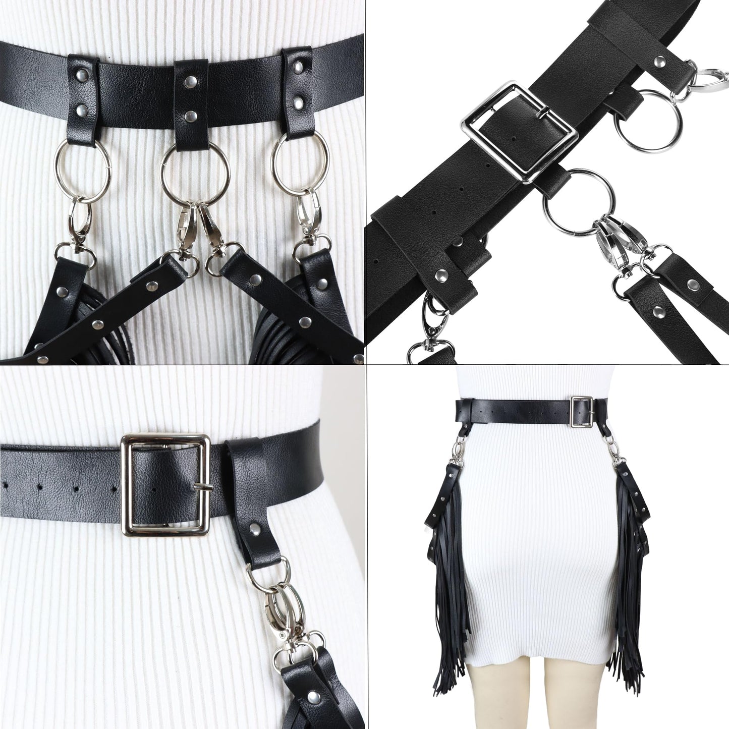 Women Punk Tassel Belt Leather Body Harness Waist Chain Gothic Caged Belt Rave Party Nightclub Costume