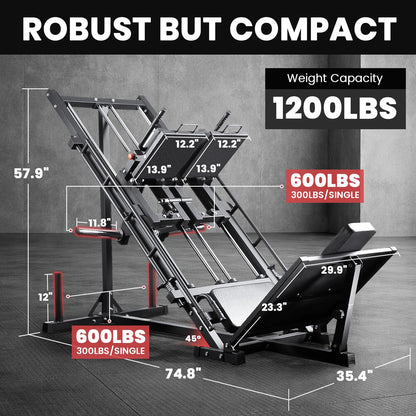 LIONSCOOL Upgraded 3-in-1 Leg Press Hack Squat Machine with Weight Storage, Professional Adjustable Iso-Lateral Trainer with Linear Bearing for Home Gym Lower Body Strength Training