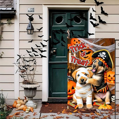 Halloween Garden Flag 12x18 Inch Double Sided Halloween Dog Decoration Home, Yard, Lawn, Porch Decor, Outside Fall Decor