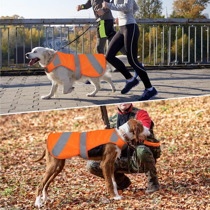 Orange High Visibility Safety Dog Vest, Hunting Jacket, Adjustable Soft Reflective Coat for Small Medium Large Dogs