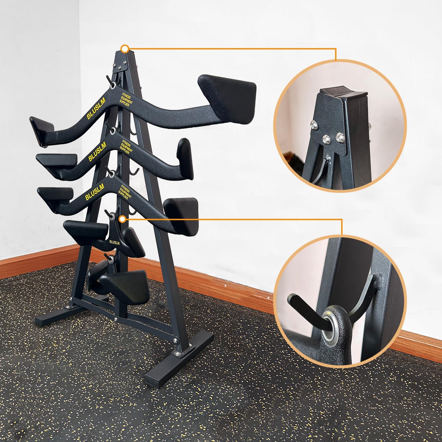 Gym Fitness LAT Pull Down Bar Storage Rack for Mag Grip, Heavy Duty A-Frame Stand for Pulldown Attachments (S-ZHIJIA)