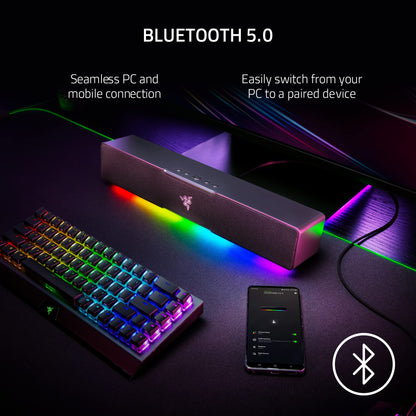 Razer Leviathan V2 X PC Soundbar with Full-Range Drivers - Compact Design - Chroma RGB - USB Type C Power and Audio Delivery - Bluetooth 5.0 - for PC, Laptop, Smartphones, Tablets & Nintendo Switch