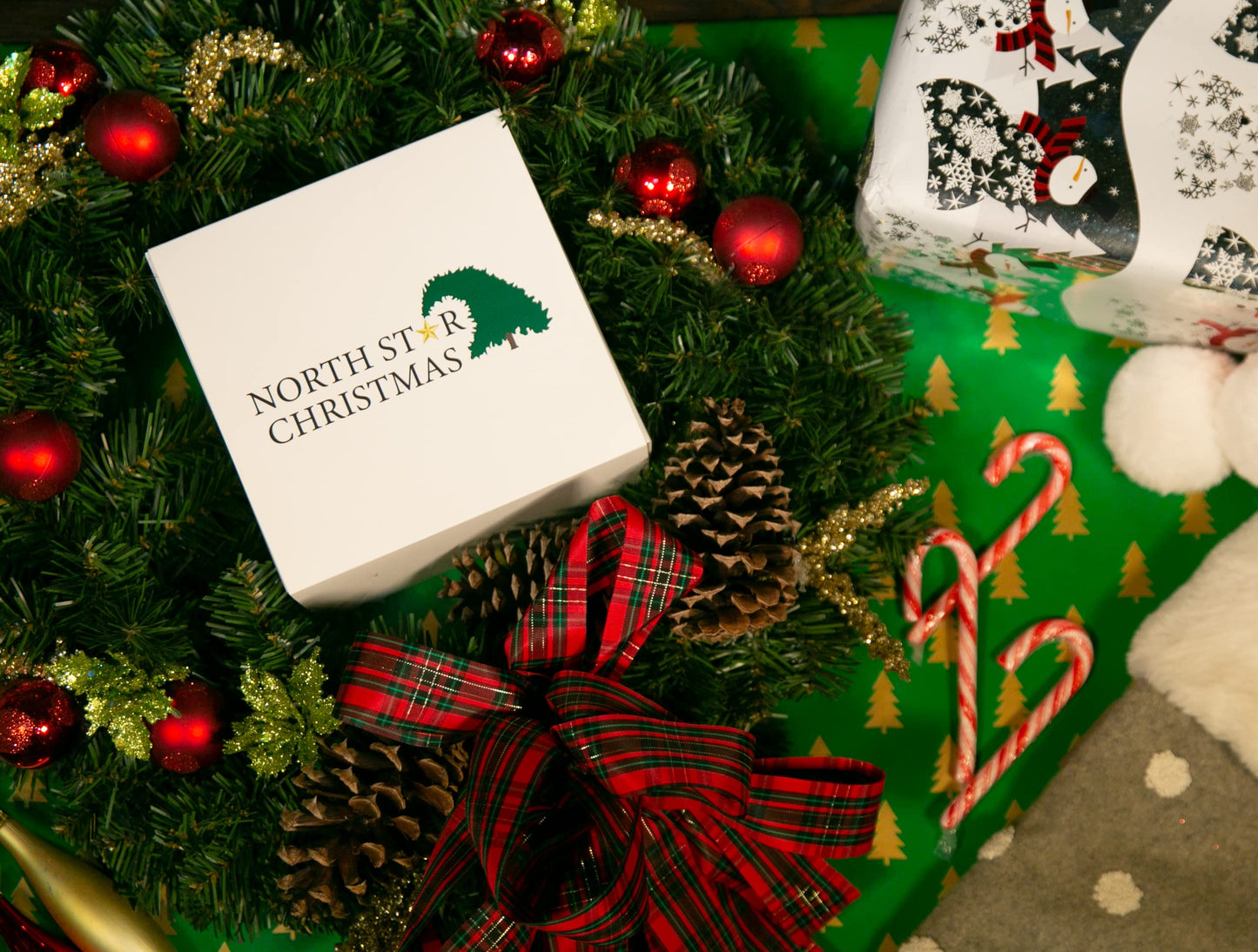North Star Christmas | Red Candy Cane Glass Ornament | Christmas Collection
