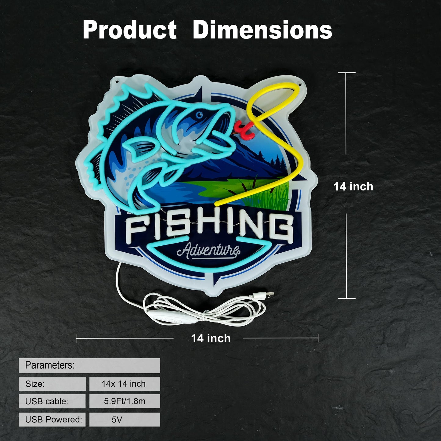LIUISNEO Fishing Neon Sign,Innovative Integral Forming Process,With Dimmable Switch For All Holiday Party and Home Decoration