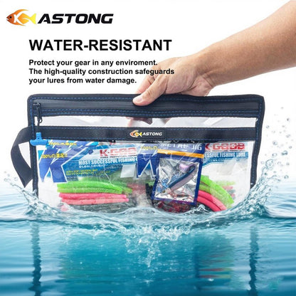 KASTONG 2 Layer Water-Proof Fishing Bait PVC Clear Storage Bag BaitShield Tackle Bag Storage for Bait Tackle Lures Soft Plastics and Fishing Gear Large Capacity 2 Size (MAS GIFT-PACKAGED 1M+1L)