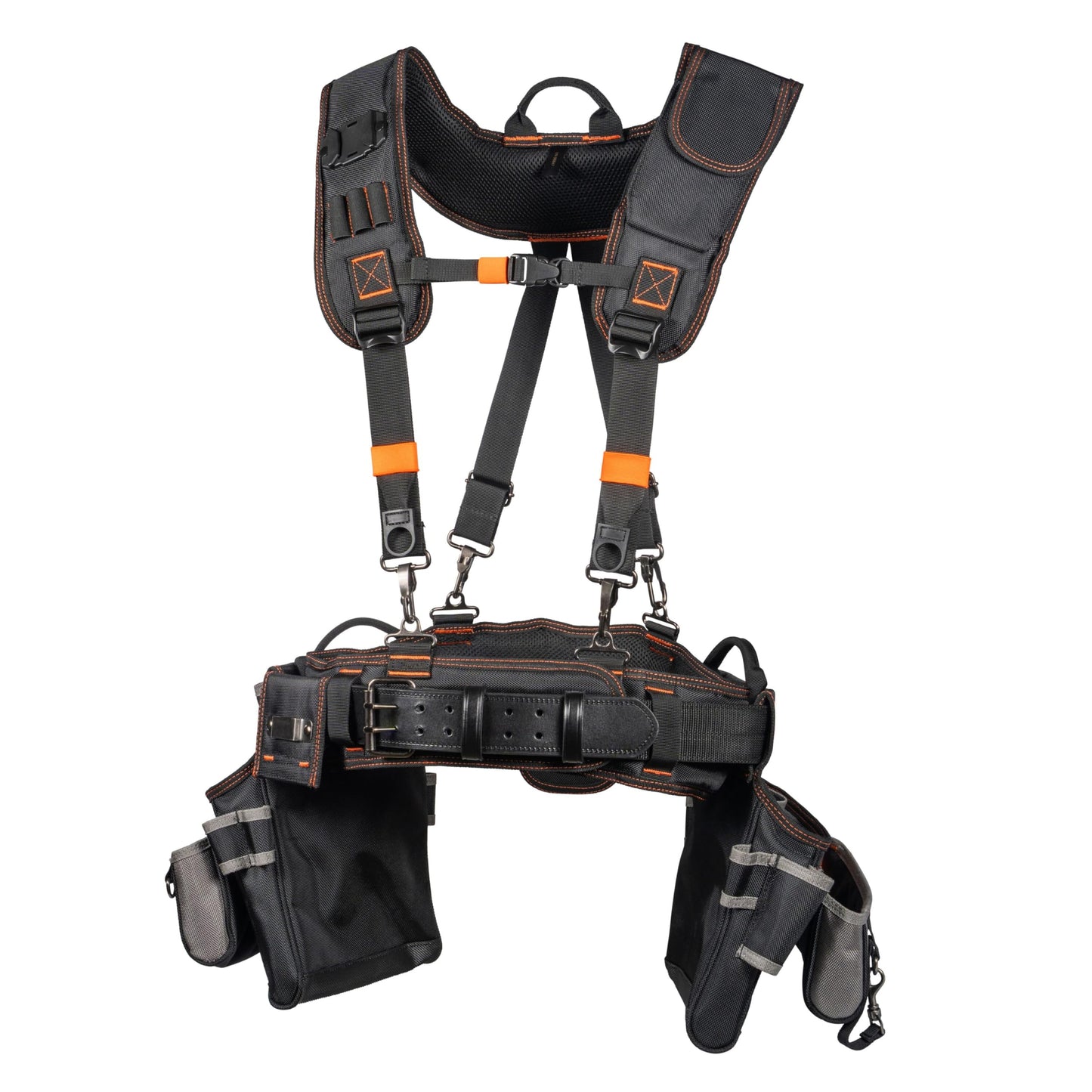 Klein Tools 55896 Tool Rig, Padded Tool Belt, Suspenders and Pouches with 23 Pockets, Adjustable 30 to 52-Inch Waist, for Carpenters, Electricians, Construction